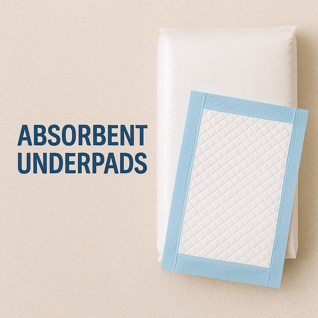 Absorbent underpads (bed protectors) — absorbent disposable underpads for surface protection in patient care environments.