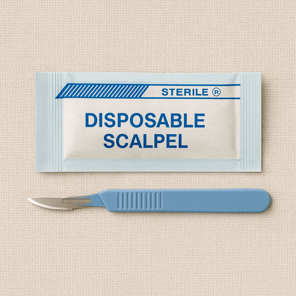 Disposable scalpels — sterile disposable scalpel for precision in minor surgical procedures.
